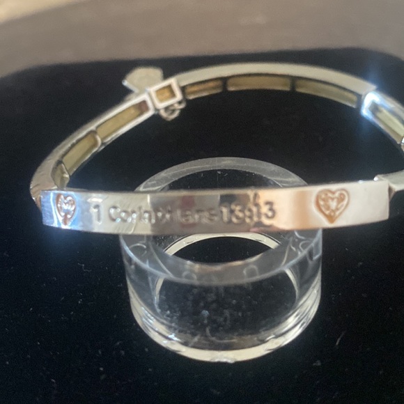 Angel Tag Silver tone 4 link bracelet with Corinthian Inscriptions-Never Worn - Picture 2 of 6